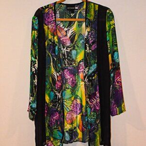 Antthony Original Kimono Style Sheer Cardigan Abstract Print Size large